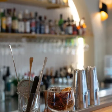 Detail of a wooden bar