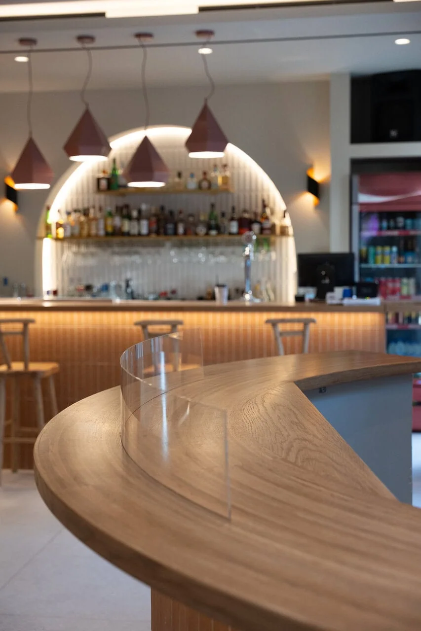Wooden curved bar